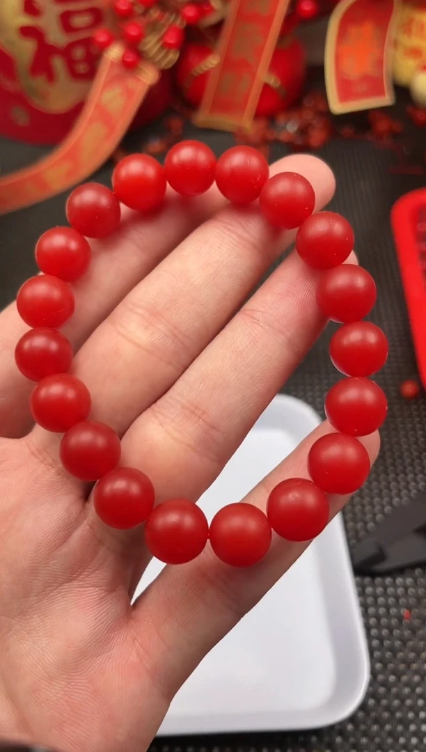 【闪购商品】南红玛瑙手串未镶嵌44号哑光锦红卡10圆珠手串
