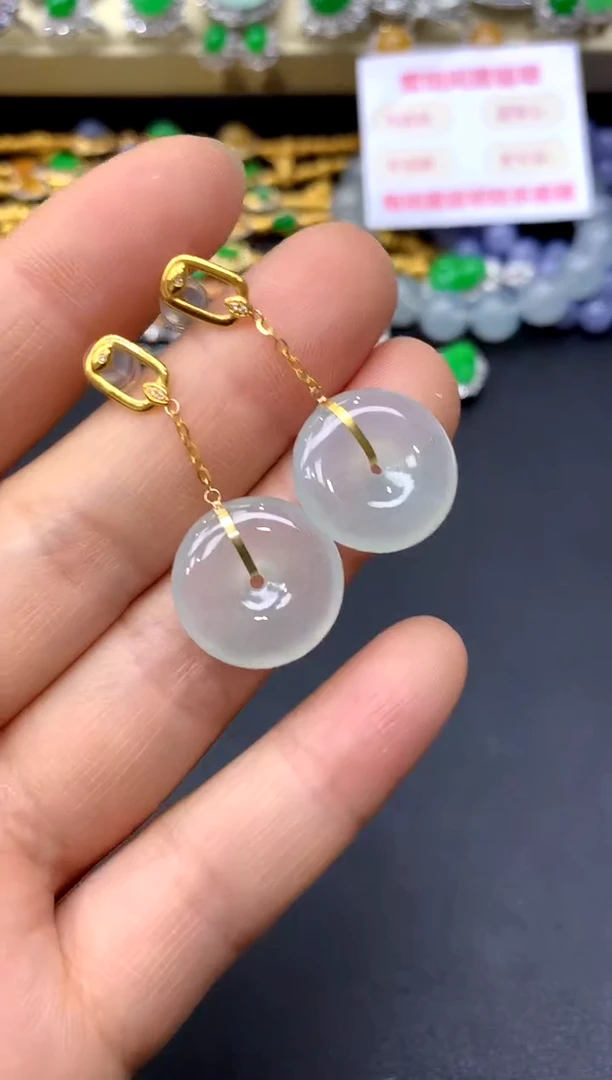 18K金镶嵌翡翠耳饰123-中国好珍宝