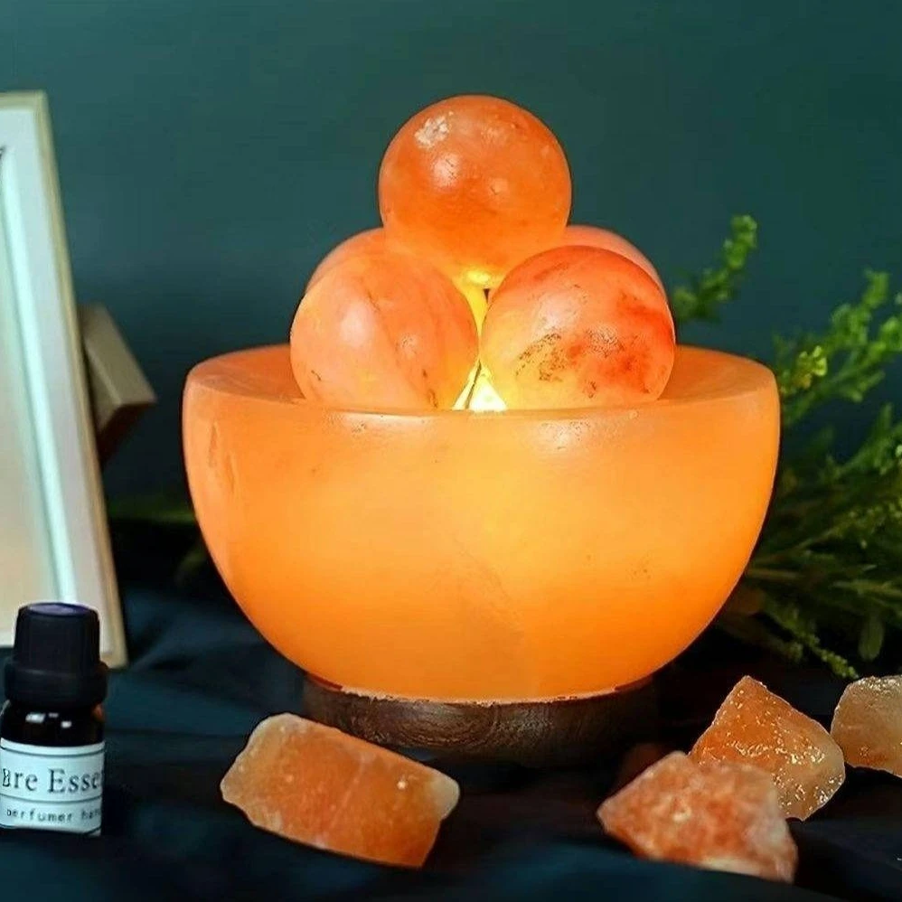 【先生推荐】喜马拉雅盐灯聚宝盆盐灯圆球盐晶盐灯玫瑰盐时尚摆件