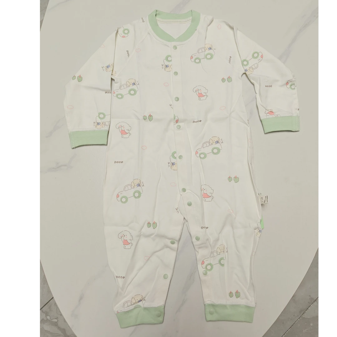 乐娃娃四季长袖连体哈衣 绿色小汽车