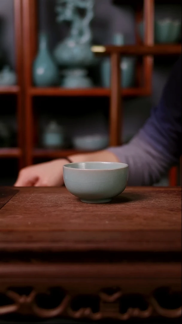 杯子陶青霁汝窑仿古釉  罗汉杯