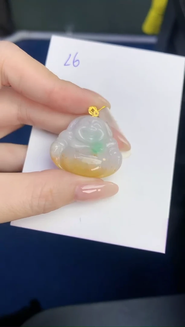 颈饰18K金镶嵌翡翠天然缅甸A货翡翠