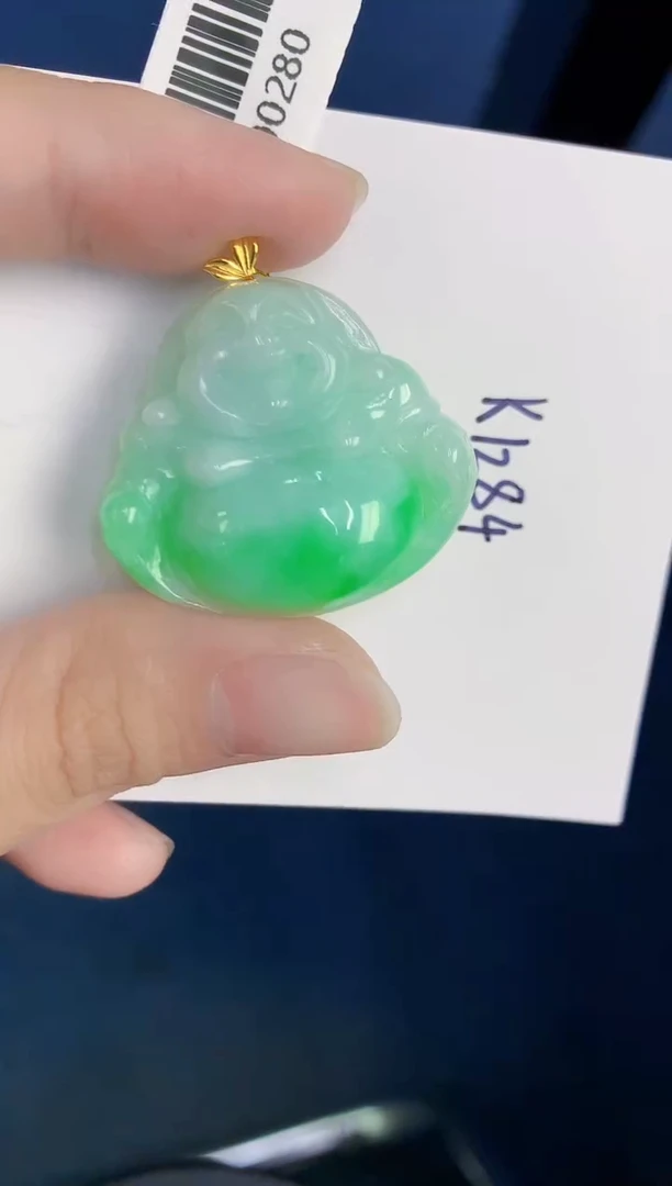 颈饰18K金镶嵌翡翠天然翡翠缅甸A货