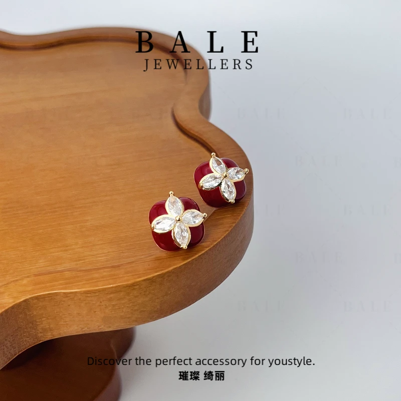 铜合金合成锆石耳饰 E3414 气质轻奢时尚百搭小众简约精致甜美