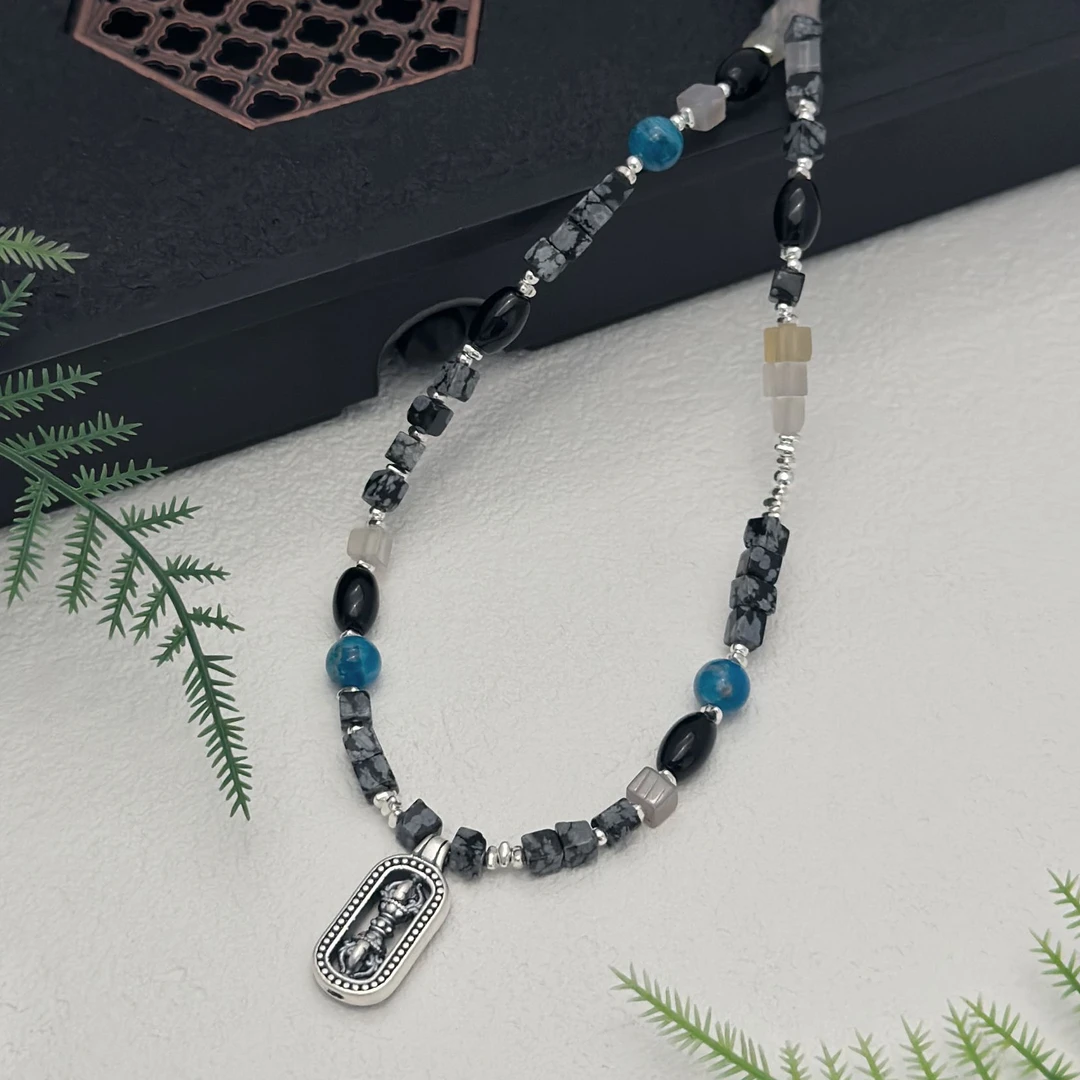 坠链均925银 【白泽】手工气质复古精致拼接设计感彩色银杵【Z4555】