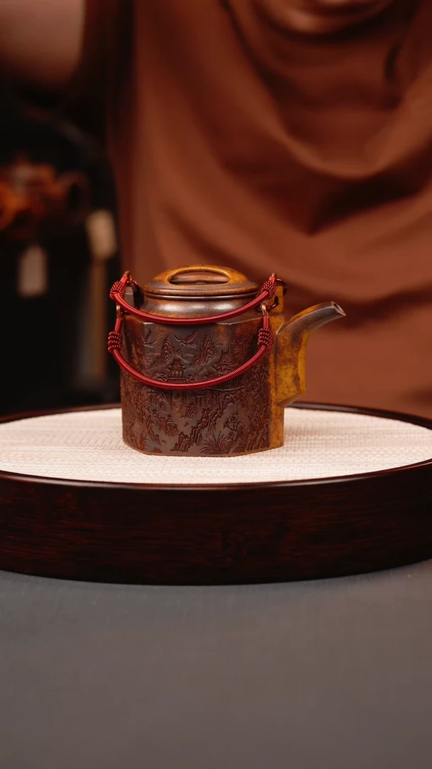 茶壶紫砂龙骨金砂柴烧六方洋桶