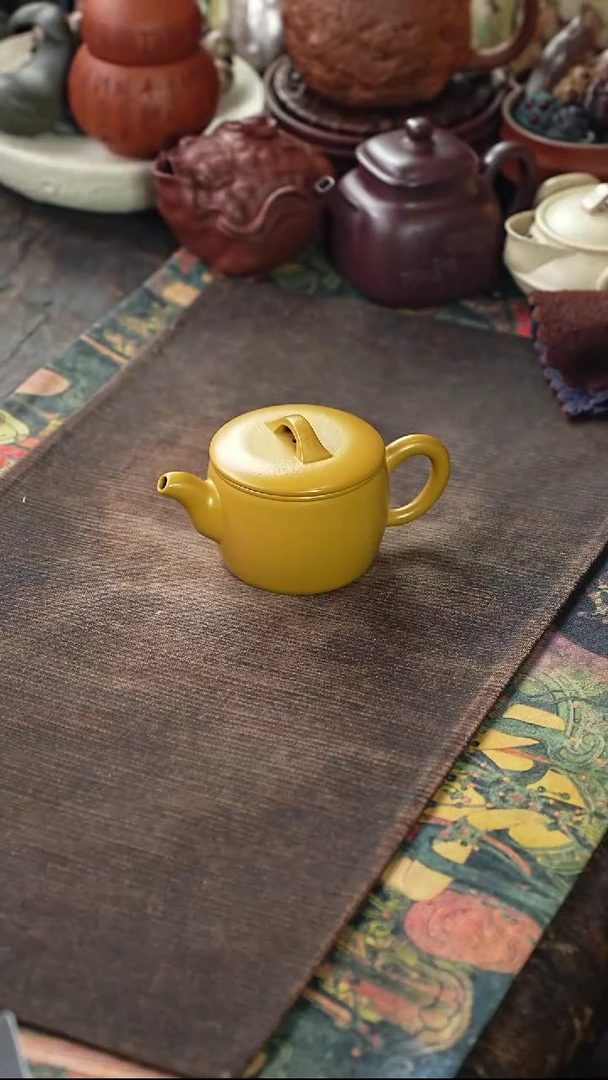 黄金朱泥光素汉瓦紫砂壶