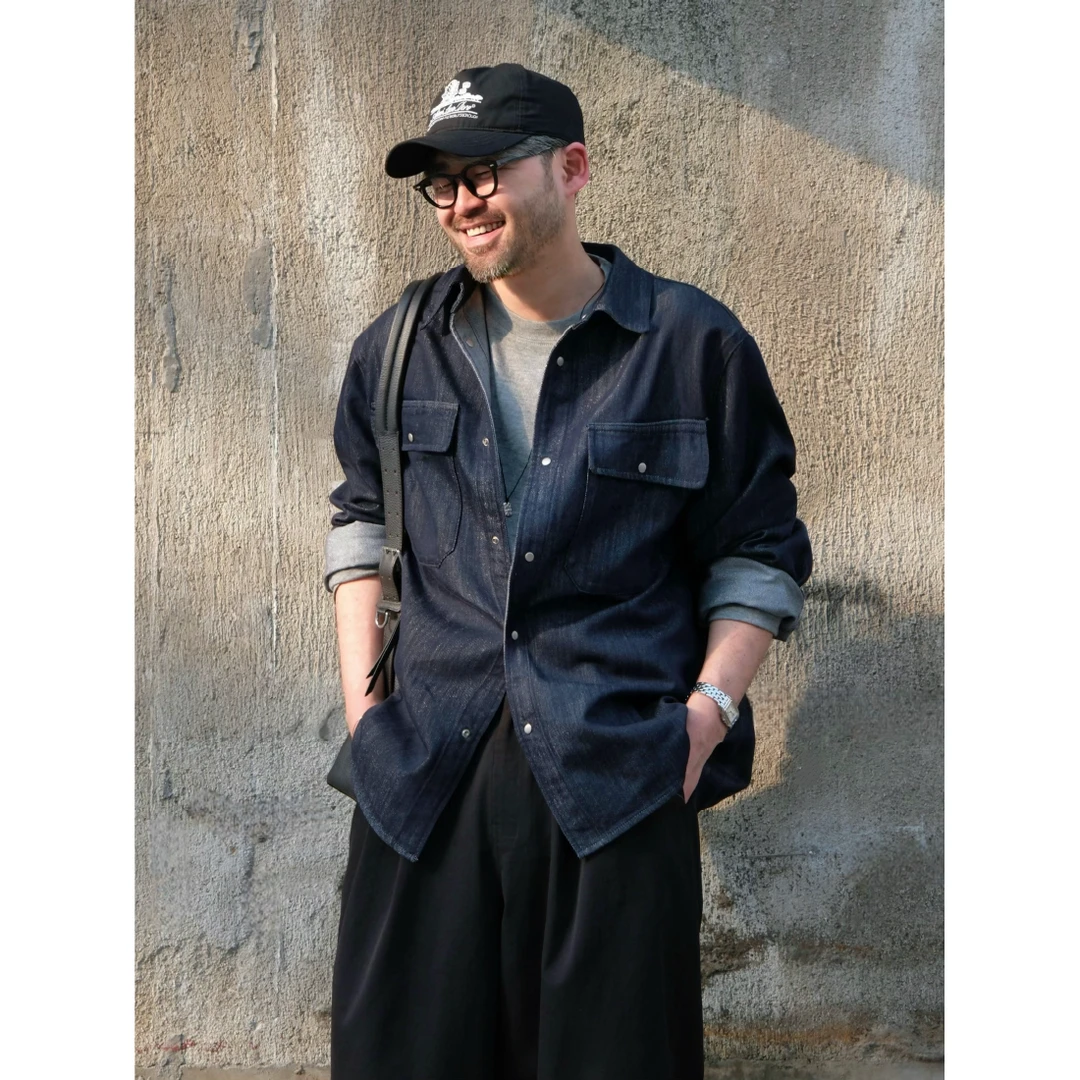 DUPU 2025春季270g银丝嵌入细闪塞莱尔纤维复古重色小众牛仔外套