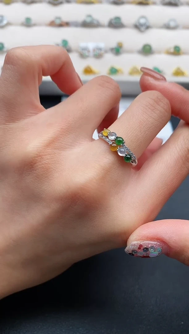 银S925镶嵌戒指翡翠1111111111+5