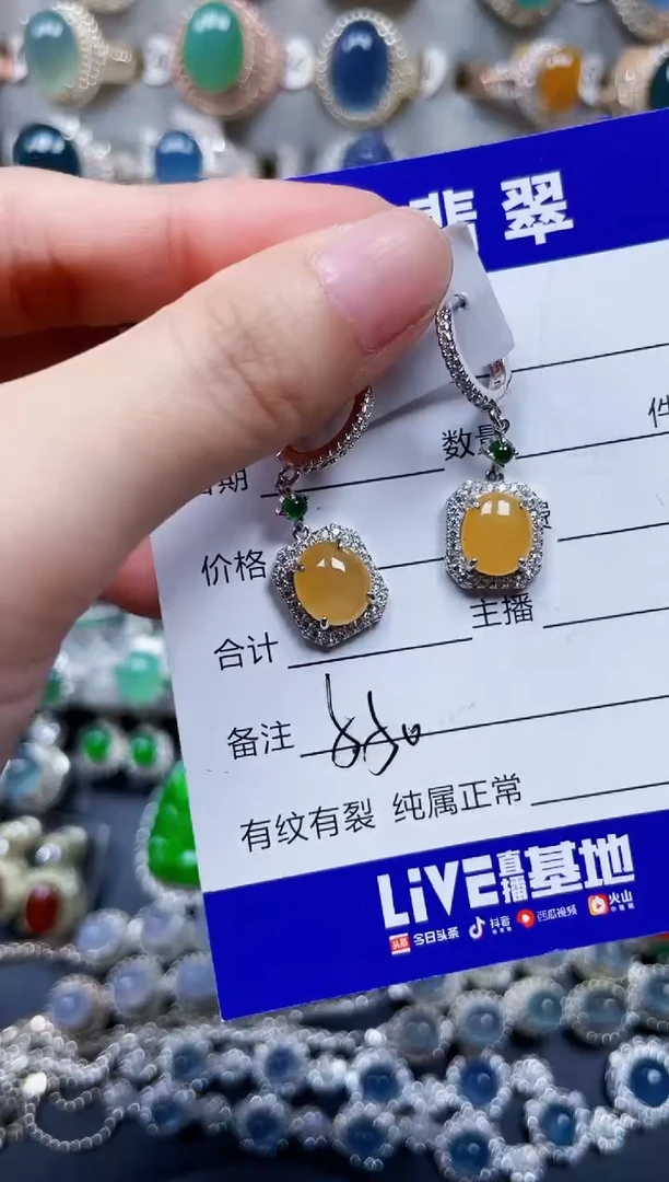 银S925镶嵌翡翠耳饰550