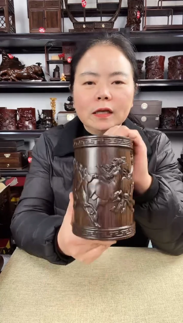 木老李红木工艺品马笔筒