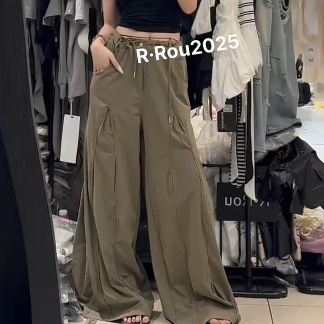ROU-ROU)JIA百搭抽绳设计感阔腿裤255R51