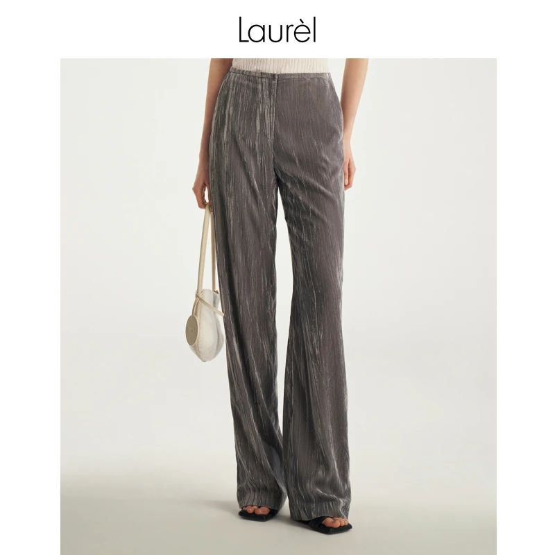 【粉丝专享】Laurel劳芮光感压褶丝绒直筒裤女LWL343K00300