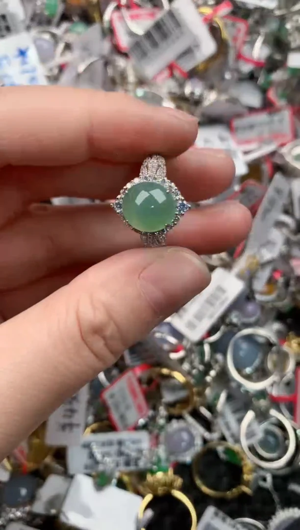 银S925镶嵌戒指翡翠888   5