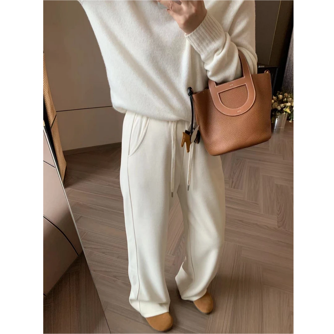 醋酸系列松紧腰头阔腿裤 J0959