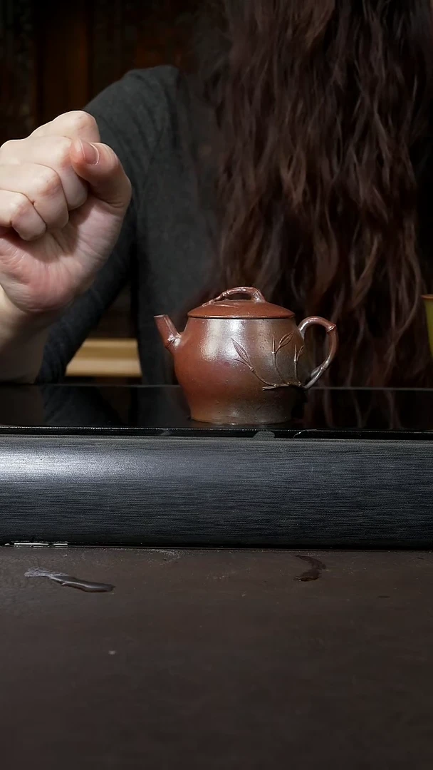 【闪购商品】紫砂茶杯柴烧 竹段壶 120cc 040