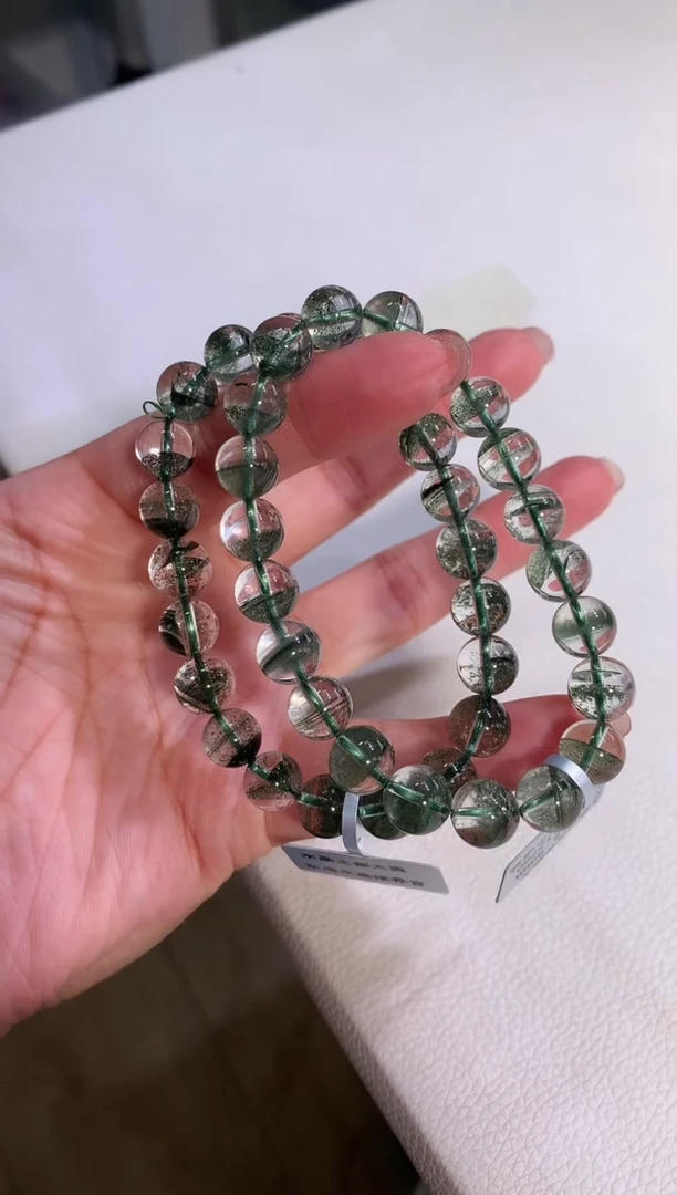 【闪购商品】水晶手链未镶嵌9mm绿幽灵千层多样性发其一