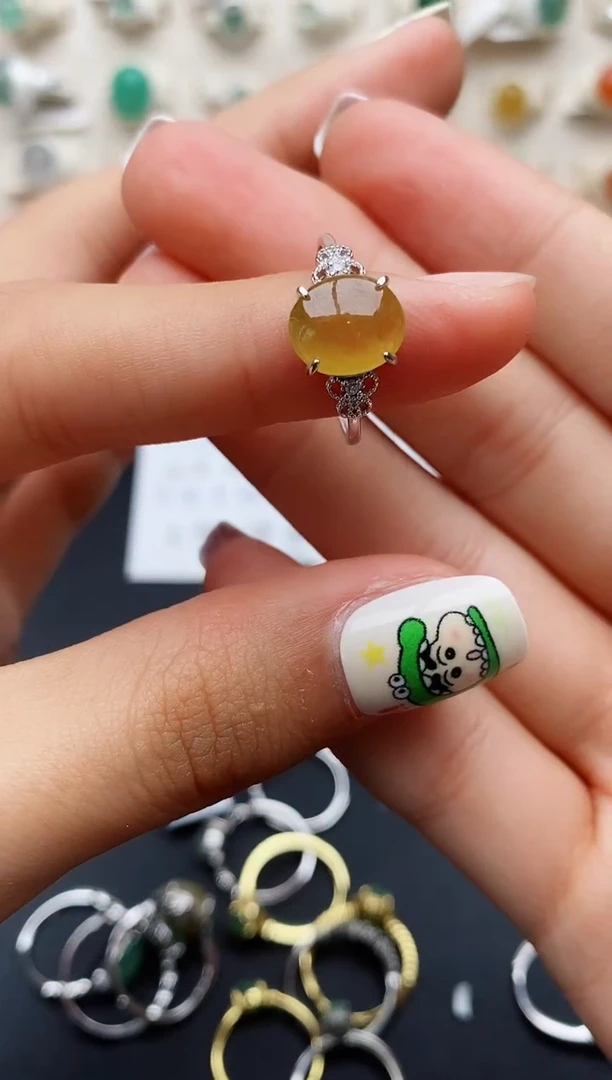 【闪购商品】翡翠戒指银S925镶嵌缅甸翡翠