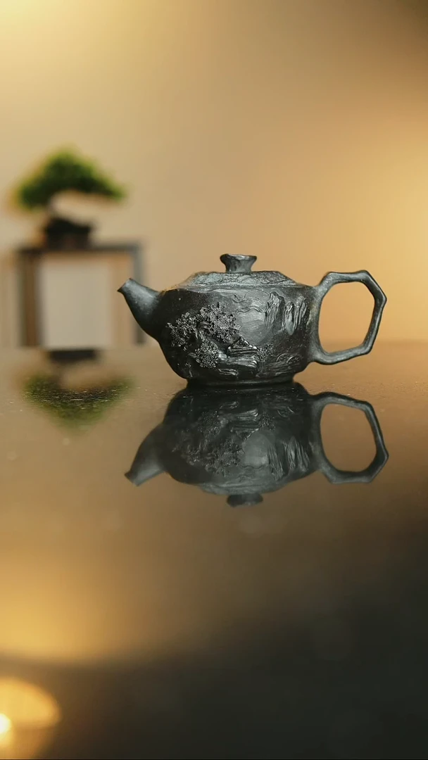 出*冰碛岩手工雕刻茶器