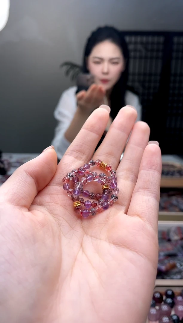 未镶嵌戒圈水晶超七金草莓戒指  多样性发一