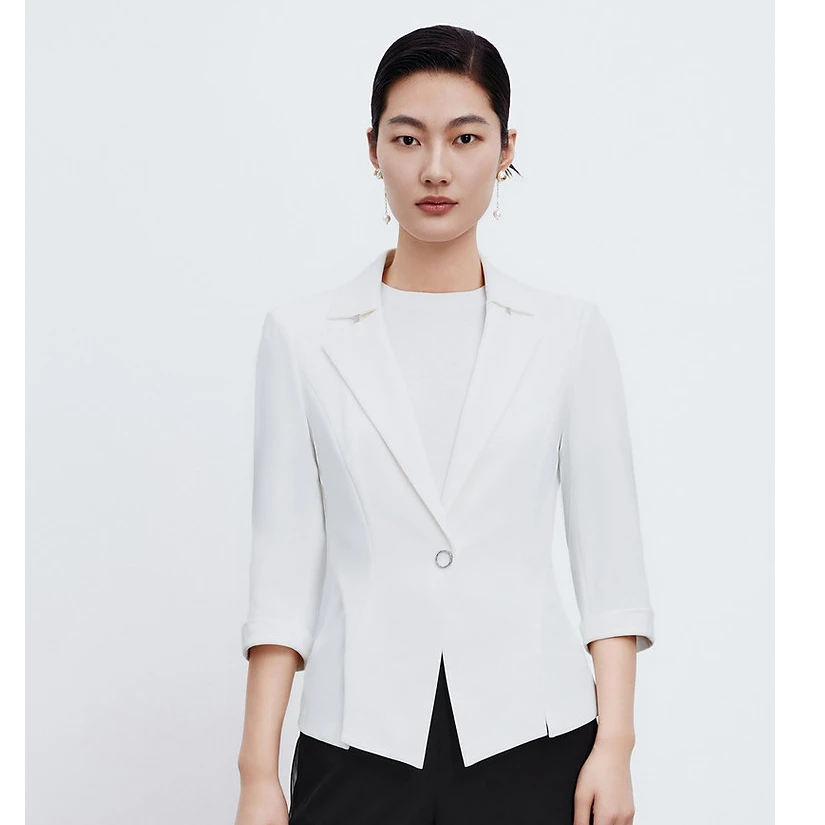 【晨粉专享价】奈蔻夏季商务通勤OL七分袖一粒扣西装外套XA01724V0