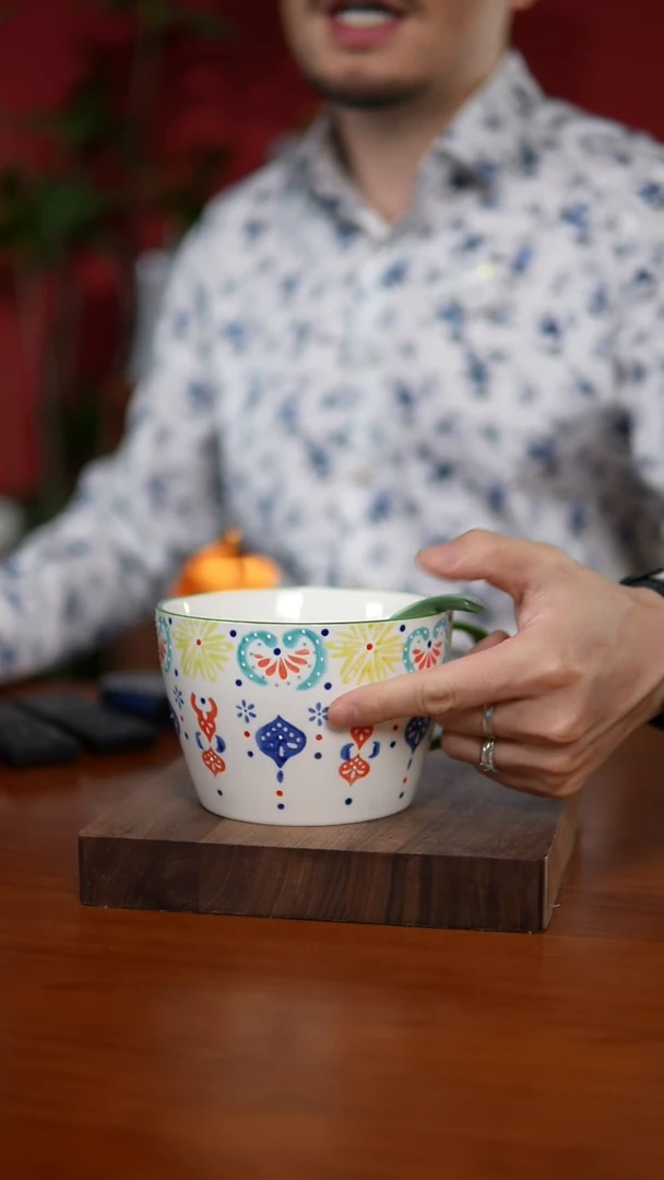 陶瓷A064 大早餐杯带勺子