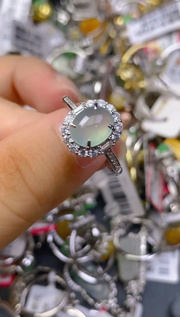 银S925镶嵌戒指翡翠百内无证书