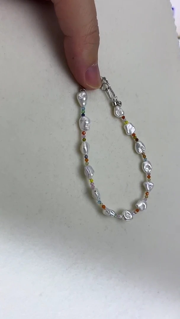 银S925镶嵌手链淡水珍珠天然珍珠极光kehsi多巴胺手链