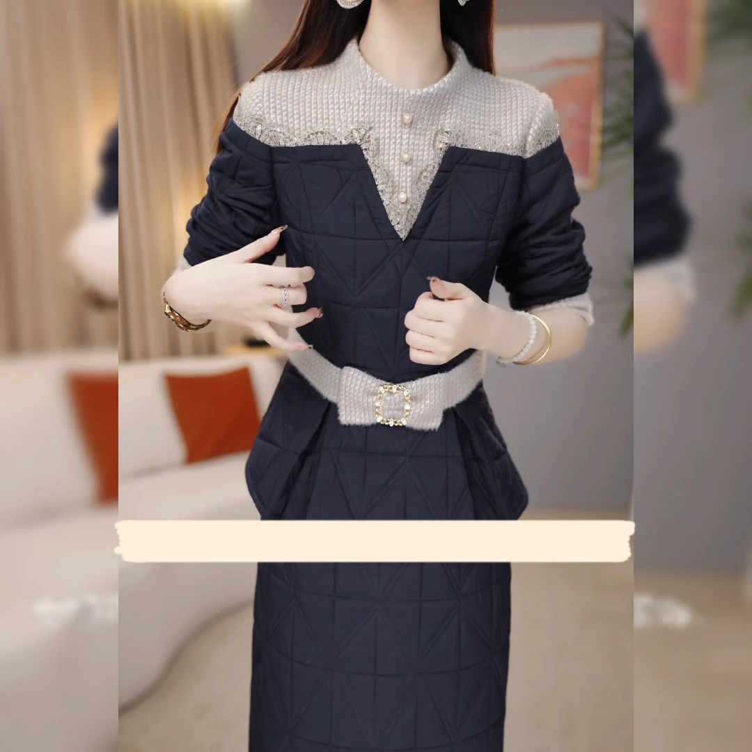 【冬季新品】C1250时尚高端中长款保暖棉服棉衣修身显瘦冬季潮流