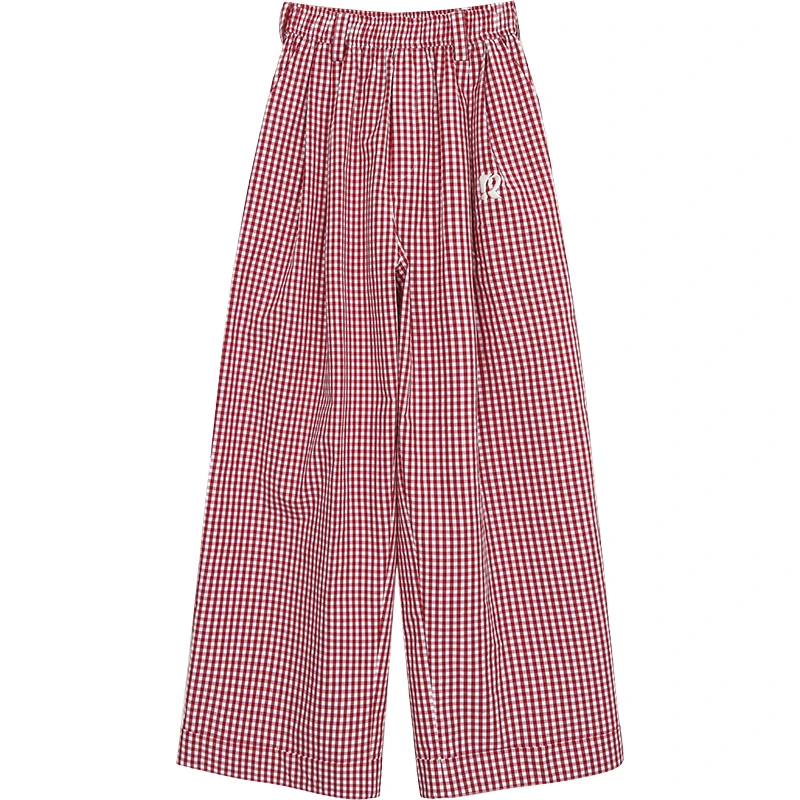 【HRG清仓】REDIMOR 慵懒风粉色格子长裤休闲裤252RZ1100