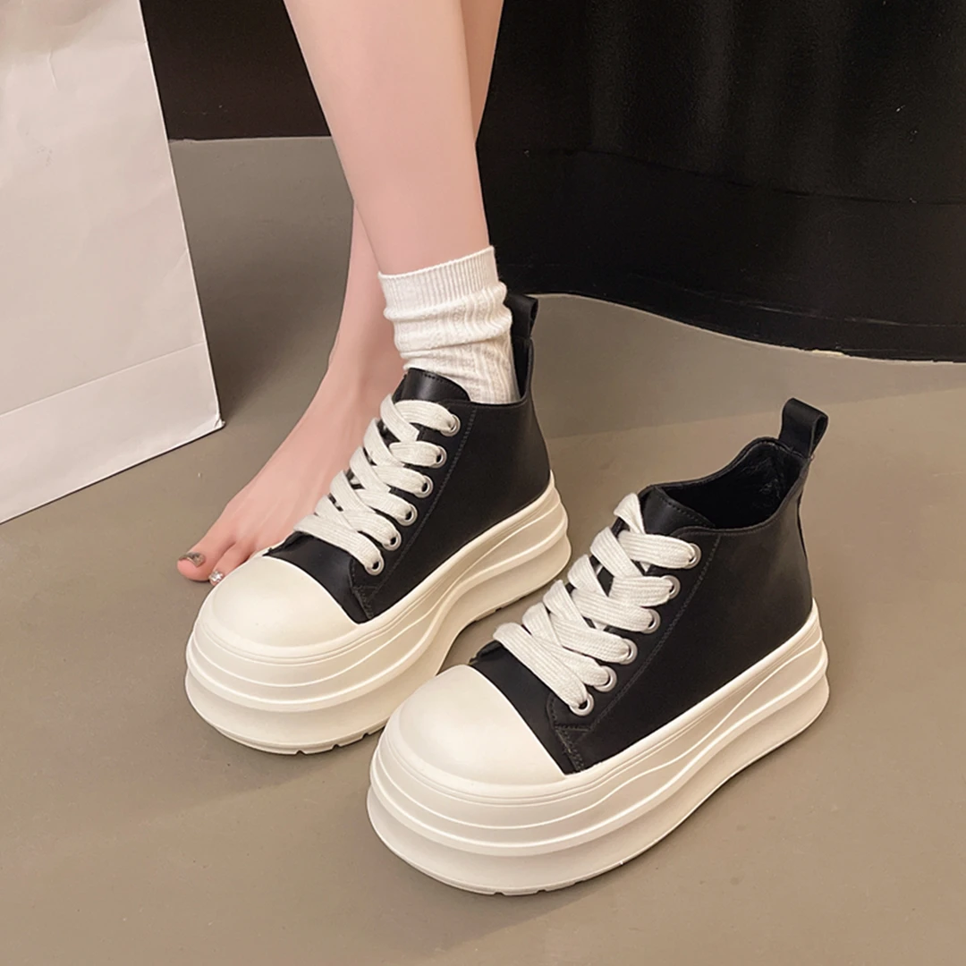 松糕厚底增高女鞋子小个子高帮小白鞋2025秋冬季新款休闲运动板鞋