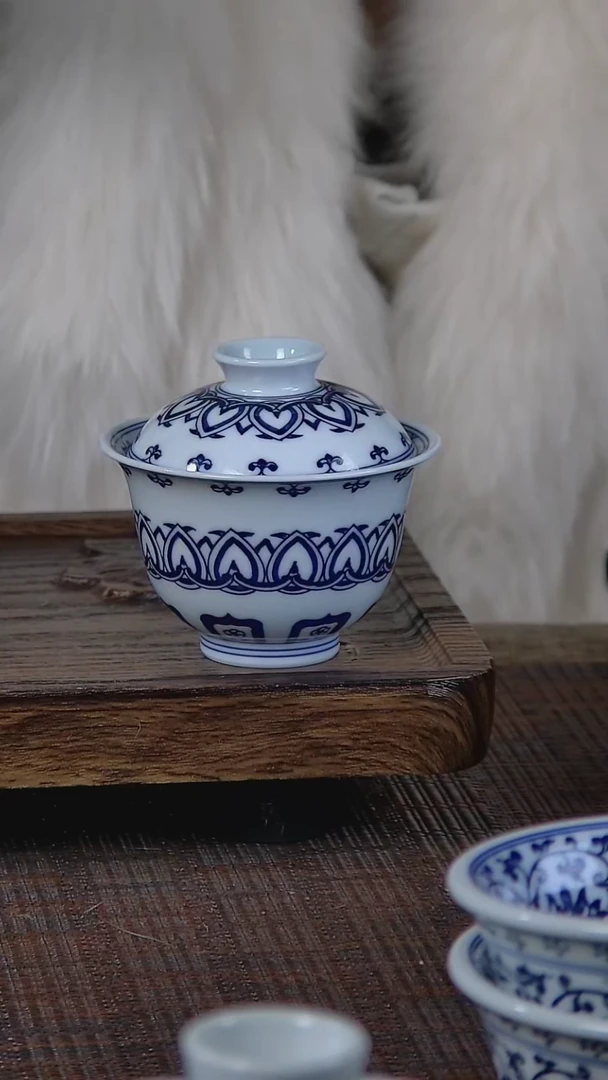 【闪购商品】折葵非器手工手绘宝相两才盖碗