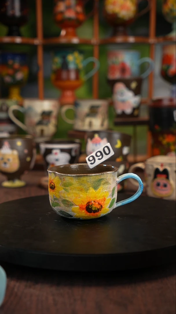 五彩手绘陶瓷紫砂杯