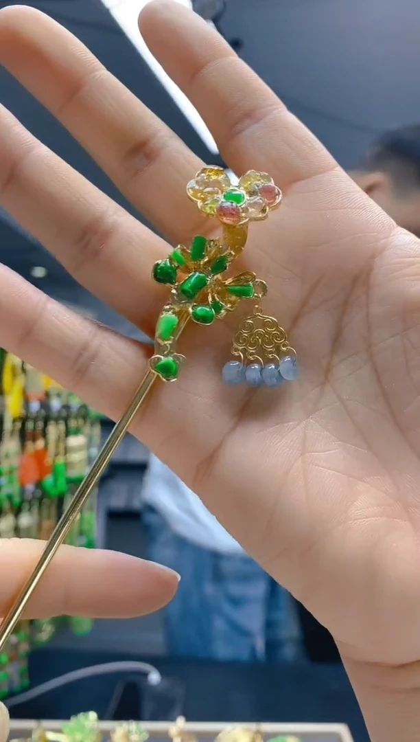 【闪购商品】翡翠耳饰合金372翡翠发簪