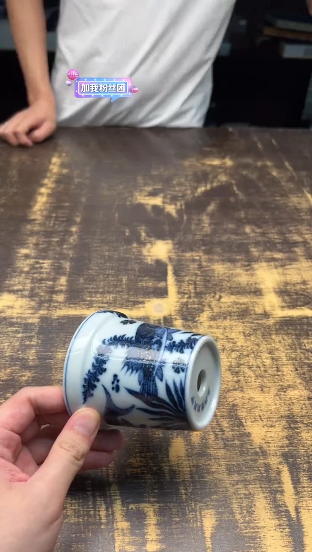 戏墨柴窑鱼藻小花盆