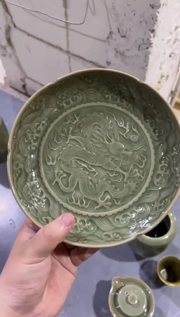 微瑕】耀州窑穿云龙壶承一个