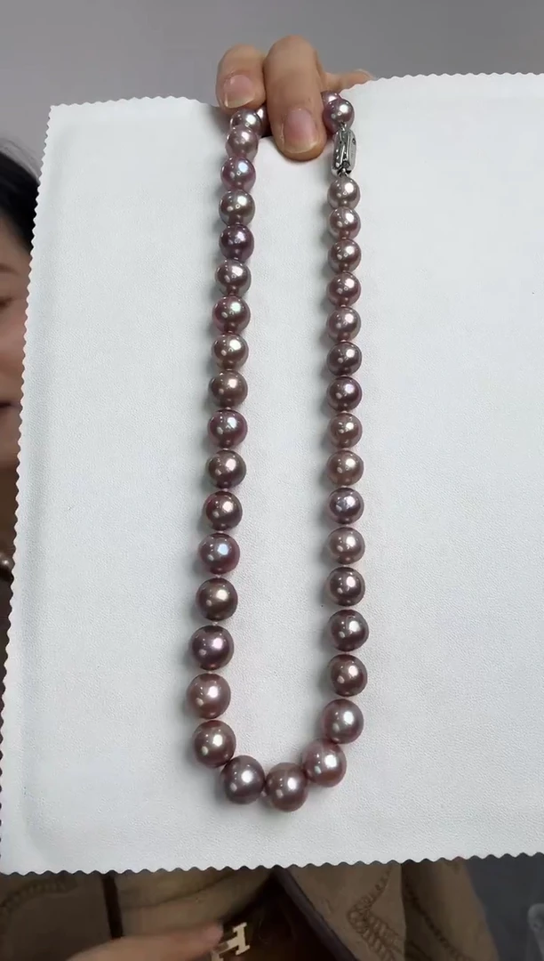 未镶嵌丨淡水珍珠9-12mm紫珠项链@@p1083