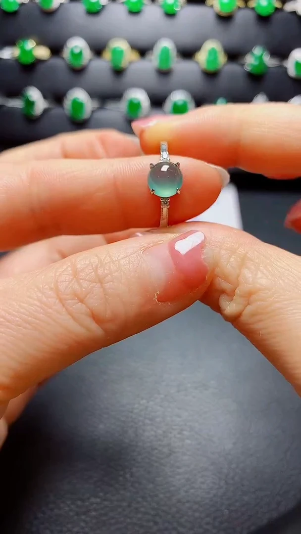 银S925镶嵌戒指翡翠天然翡翠A货s925银镶