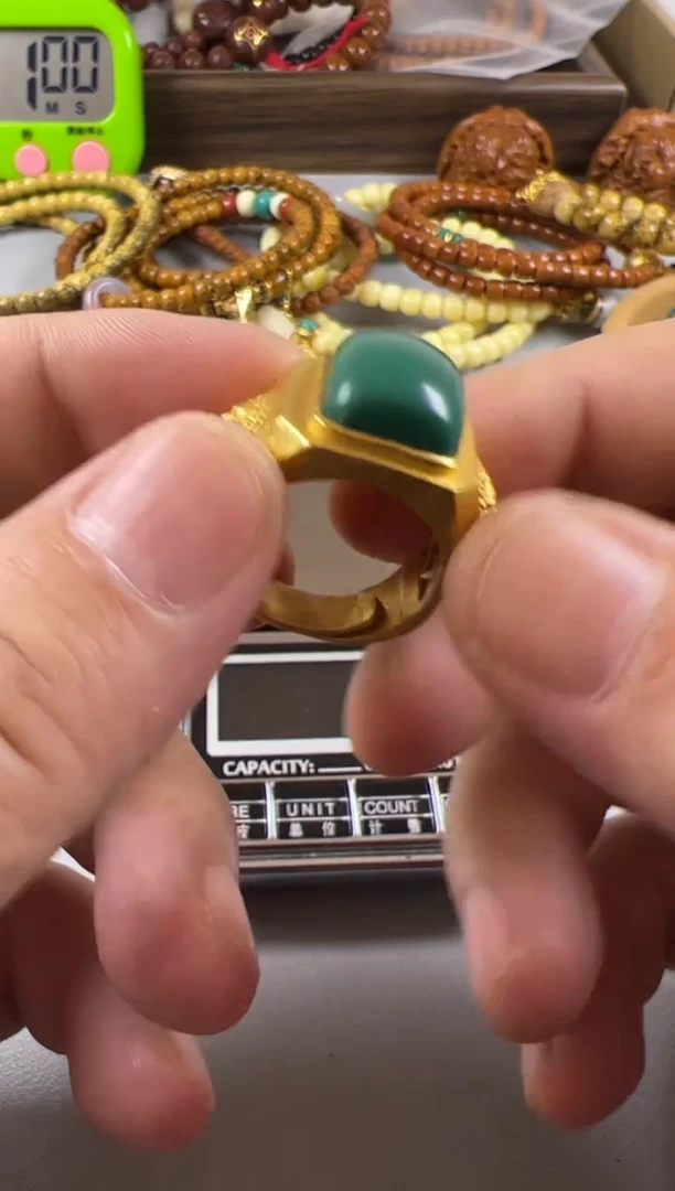 【闪购商品】绿松石戒指足金镶嵌000122888