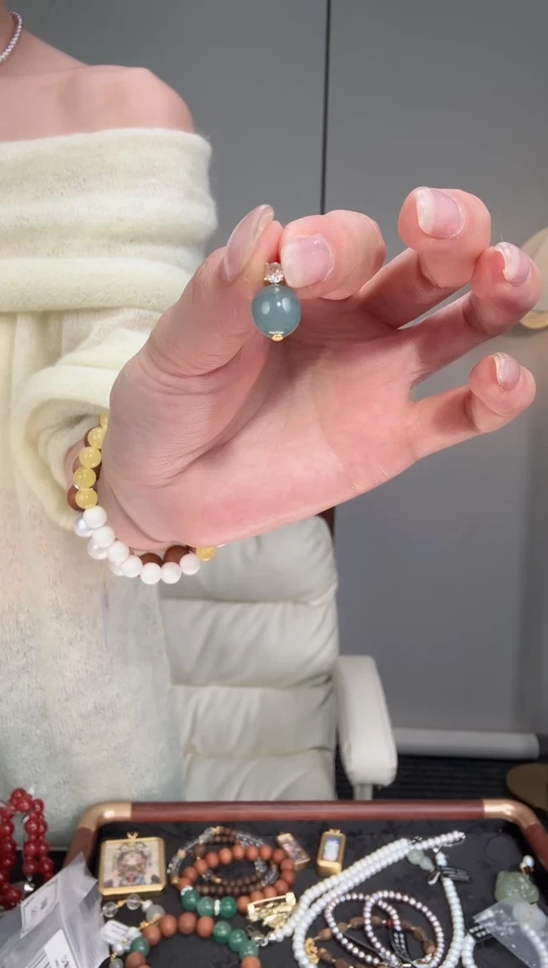 吊坠(不含链)银S925镶嵌翡翠607云边月