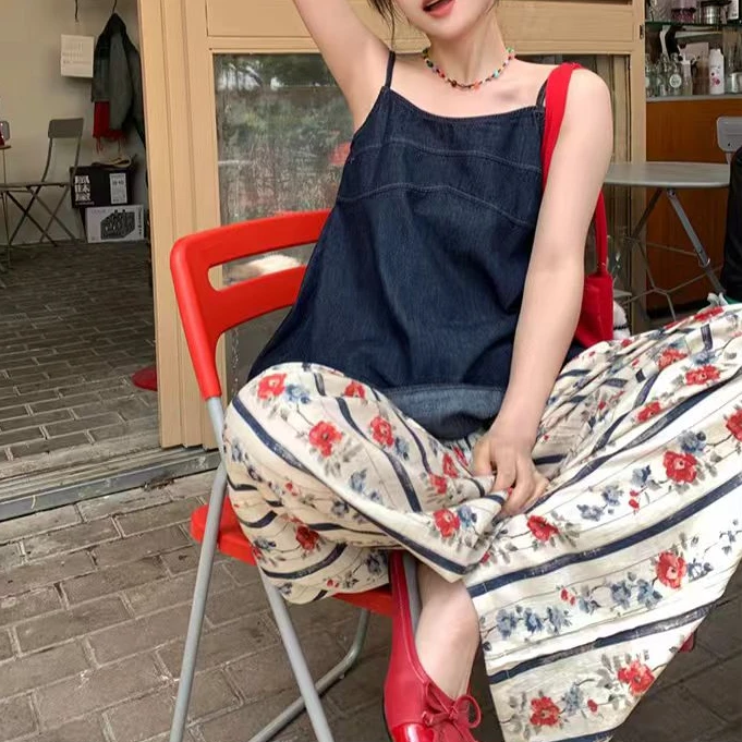 【现货】夏季女棉绸九分裤居家裤阔腿睡裤高腰宽松薄款遛弯休闲裤