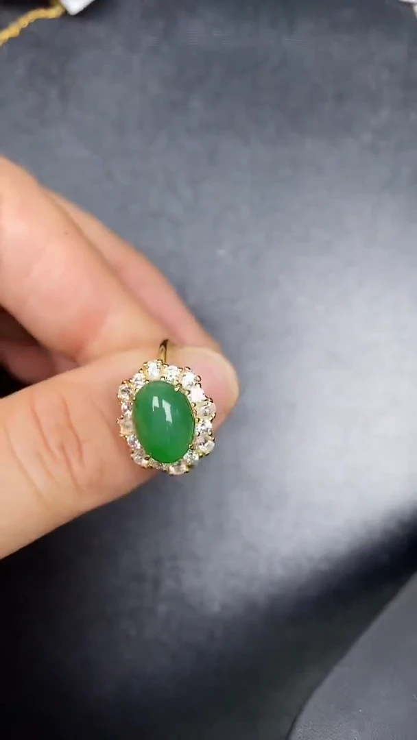 银S925镶嵌戒指翡翠3500