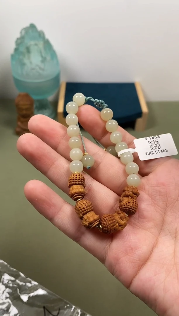 檀香木阿**?印度老山檀香四不佛编织手链