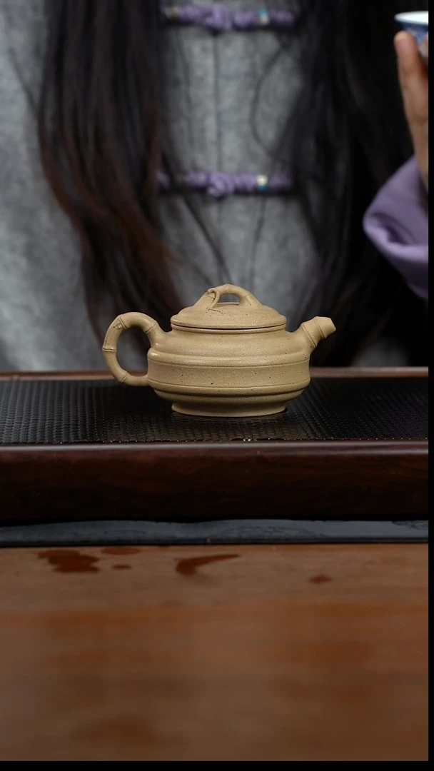 茶壶紫砂155cc黄龙山原矿本绿双线竹鼓2