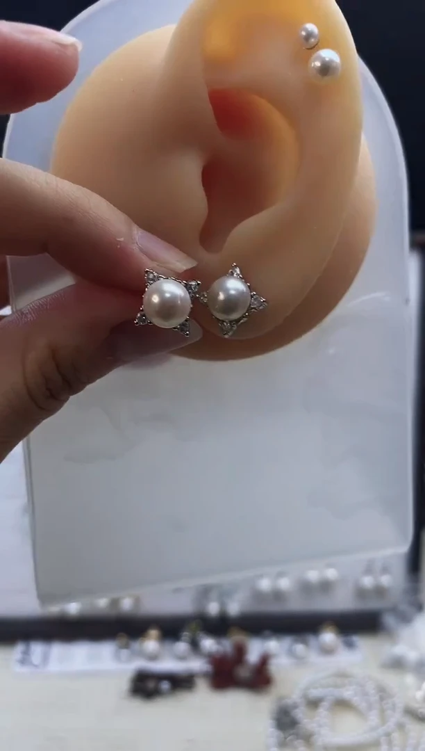 合金耳饰淡水珍珠14