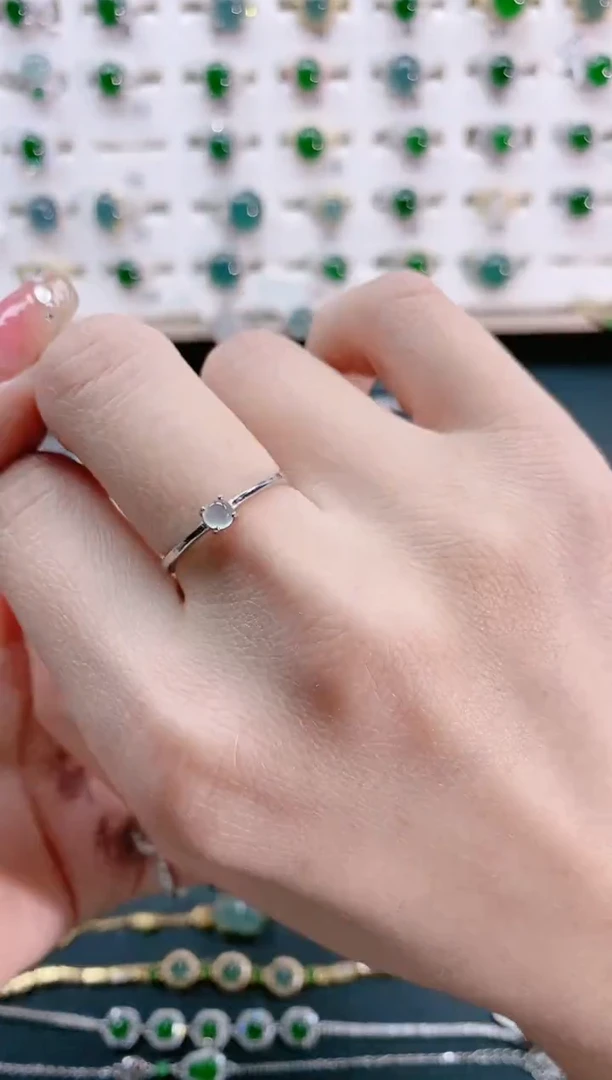 【闪购商品】翡翠戒指银S925镶嵌天然翡翠