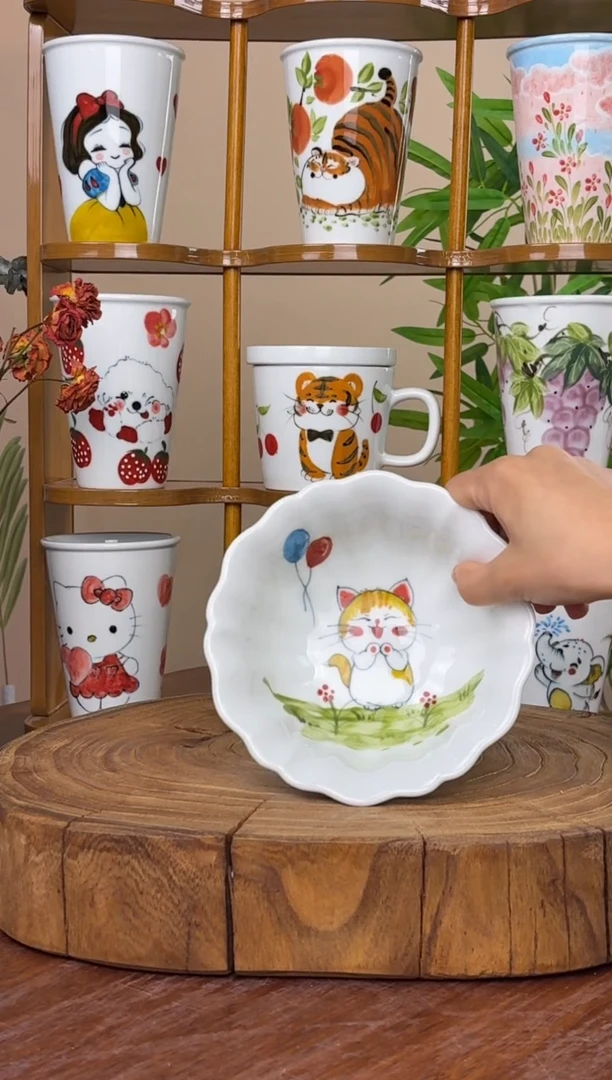 景德镇手绘釉中彩（食品级）花边碗