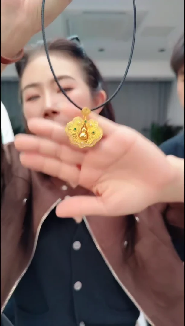 合金颈饰海蓝宝石1970葫芦小锁