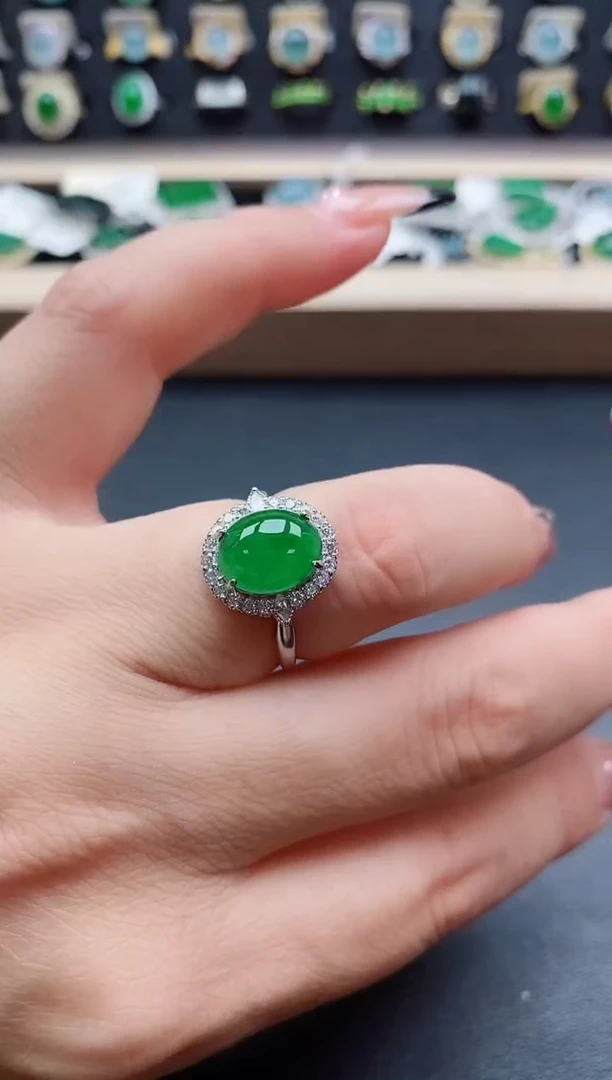 银S925镶嵌戒指翡翠1