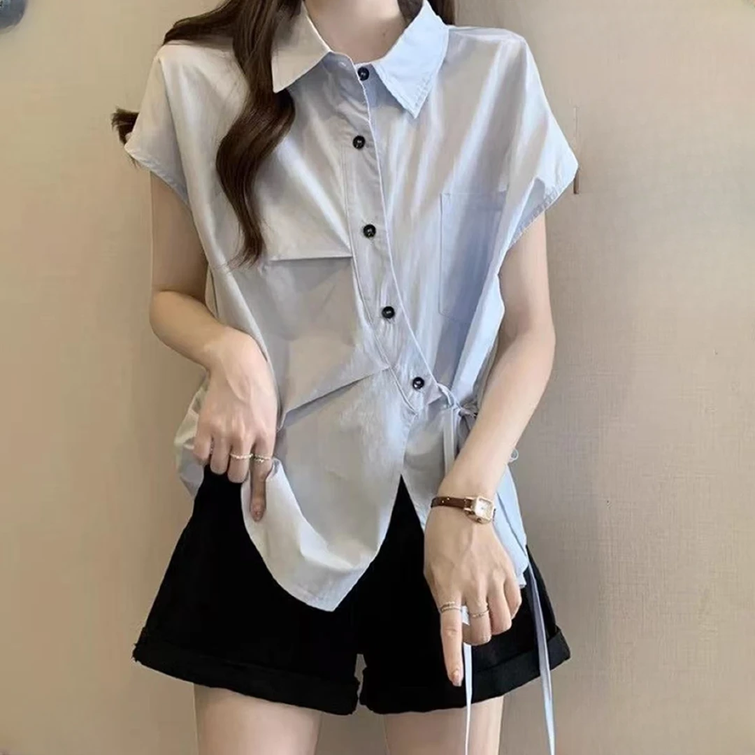 2530女士显瘦不规则衬衫---z